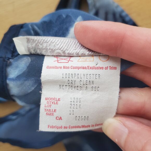 Vintage 90s Villoria Virini Blue Floral Semi-Sheer Dress - Picture 8 of 9